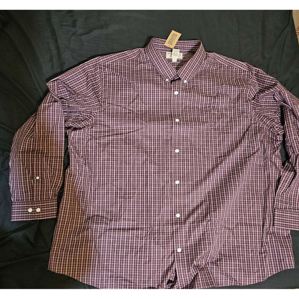 Duluth Trading Co. Wrinklefighter Plaid Button Down Shirt Mens 4XL Red NWT